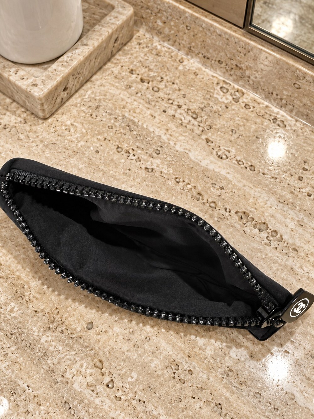 Chanel Black Zip Cosmetic Pouch | Skincare Organizer - Picture 5 of 6
